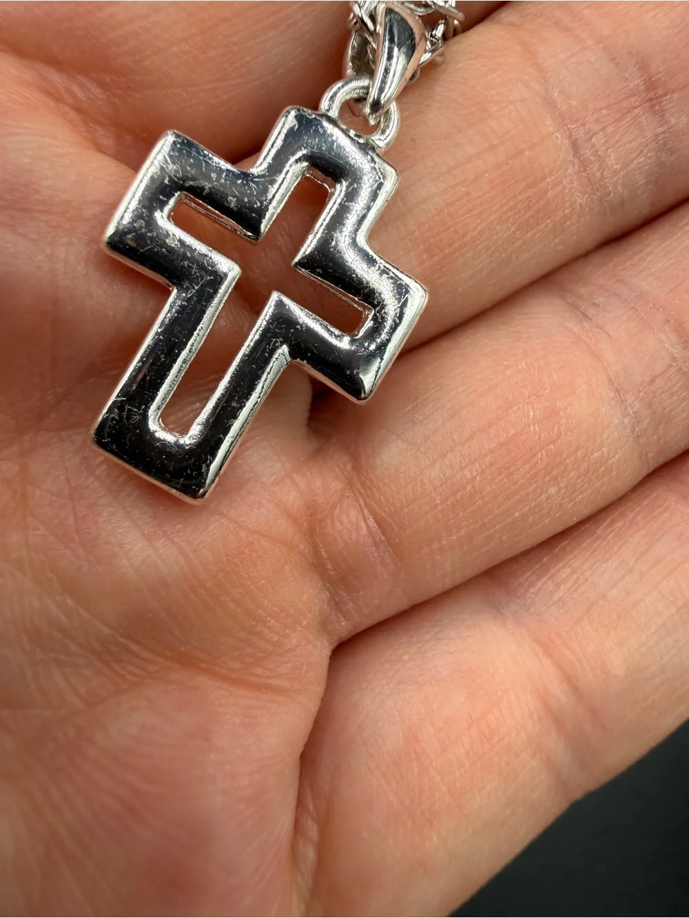 Sterling Silver Cross Pendant Necklace - Silver